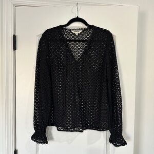 Boden Geo-Lace Romantic Top, Black